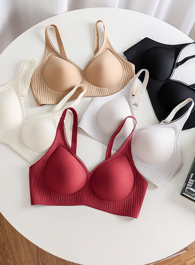 Y63果冻条软支撑无背下垂钢圈防女美内衣小胸聚拢痕无文胸收副乳