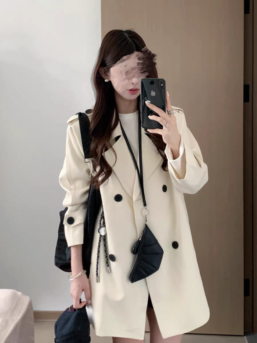 高级感2025新款韩版时尚中长款风衣外套毛呢小个子英伦风女士大衣