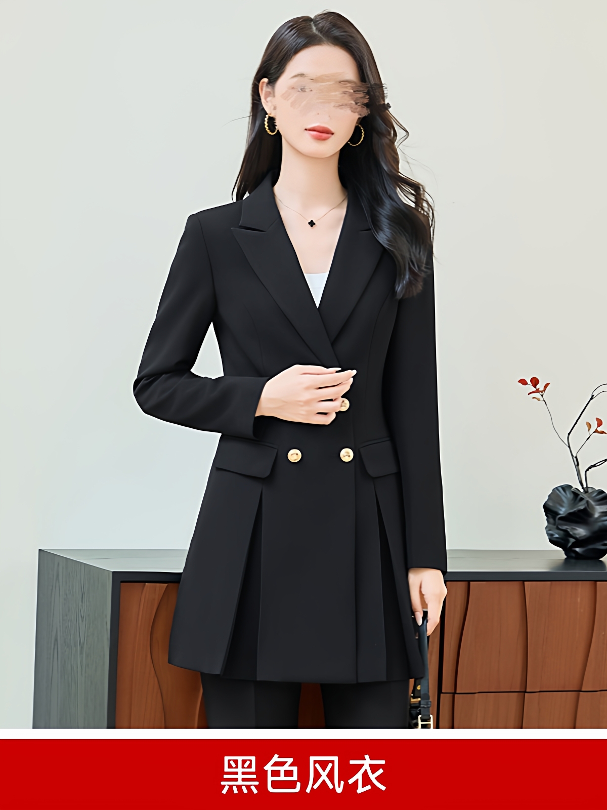大码女装长款西装外套女长袖2025秋季韩版时尚气质英伦风连衣裙