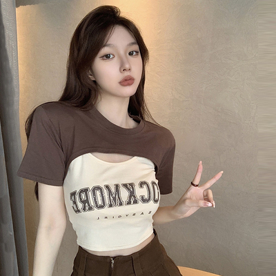 y2k千禧辣妹韩舞背心短袖T恤