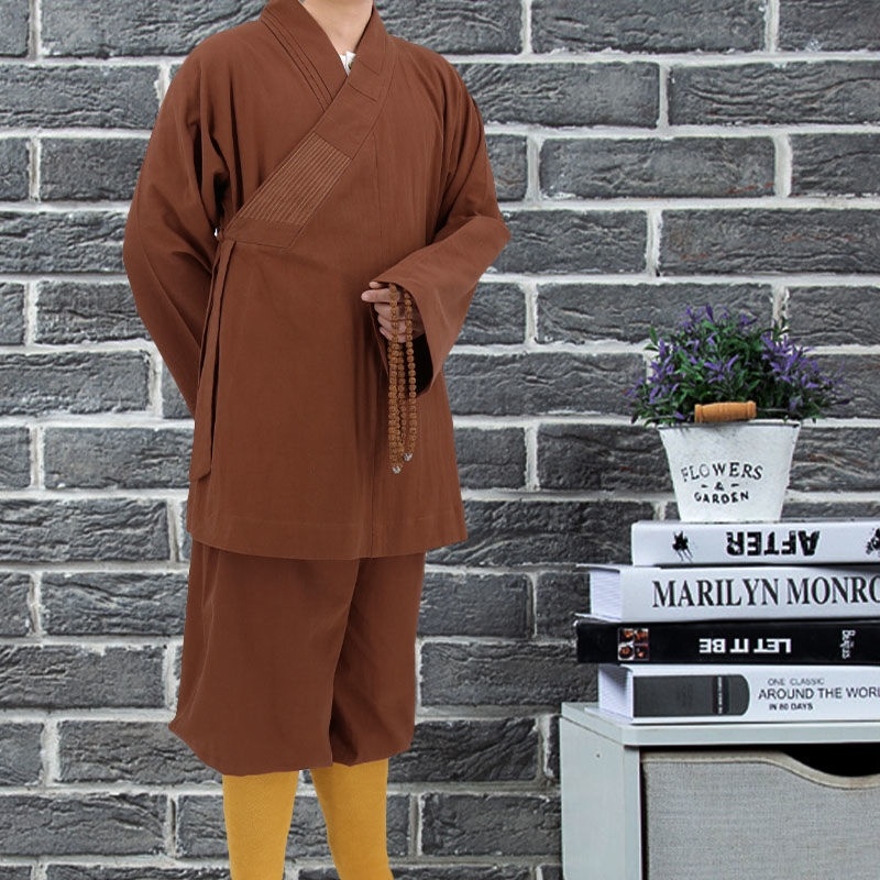 新款亚麻罗汉褂僧服春秋免绑腿短褂套装出家人比丘尼和尚服男女款