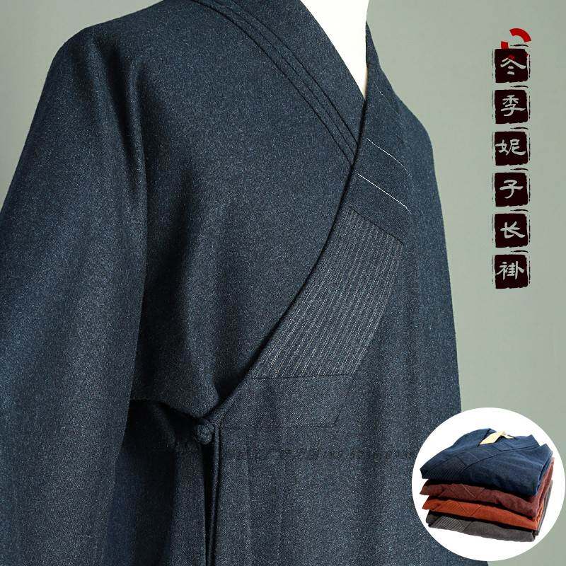 新新面料秋冬季长褂僧服保暖毛呢春秋加厚祥仁大褂短褂僧袍师父僧