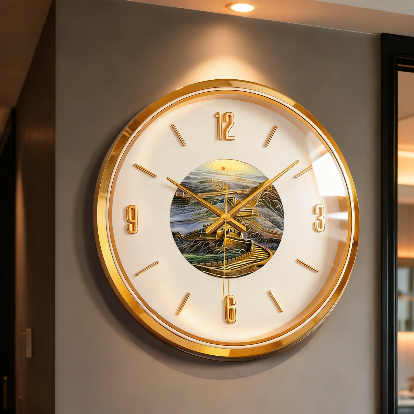 新款合金皮革家用装饰画挂钟