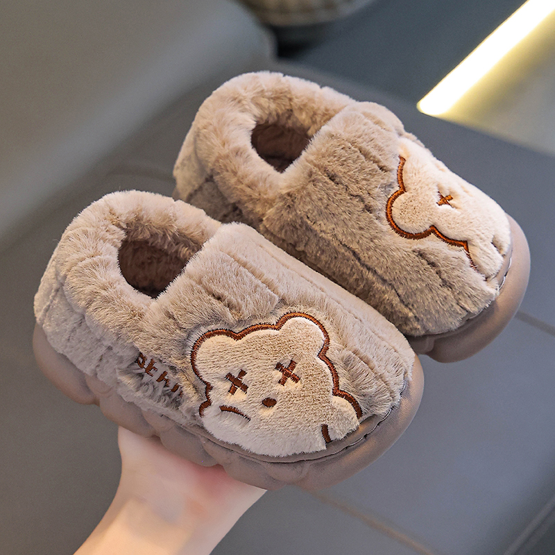 儿童棉拖鞋男童冬季宝宝卡通防滑室内家居家保暖毛绒包跟棉鞋小孩