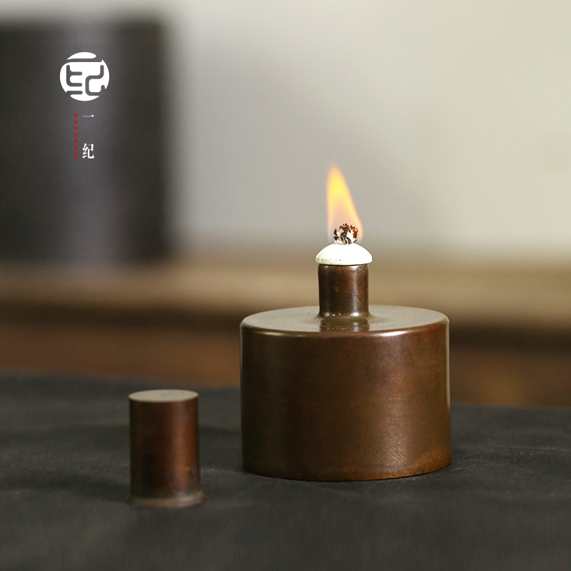 一纪 复古铜酒精灯煮茶温茶器家用户外保温加热用具功夫茶道配件
