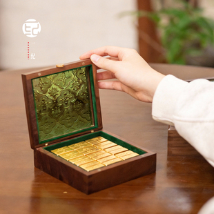 金条专用收纳盒5g10克工行建行黄金小木盒实木首饰盒茶室茶道配件
