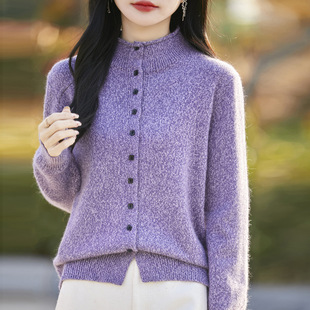 2025秋冬新款长袖针织开衫女宽松大码高级感毛衣女士外套女装上衣