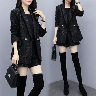 两件套西装 宽松大码 外套短裤 时尚 2025春秋新款 小香风气质套装 女装