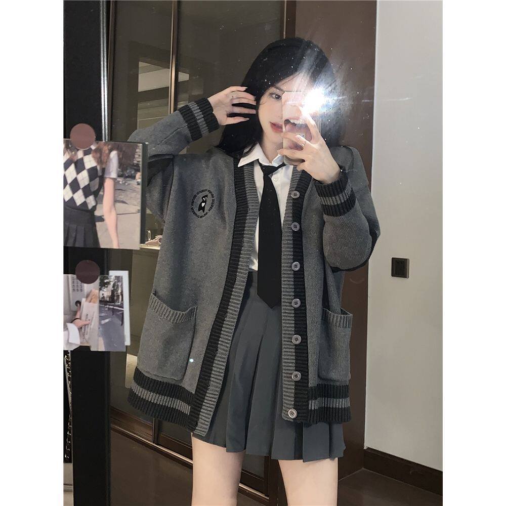 三件套装秋冬季jk制服全套韩系学院风针织开衫毛衣女领带衬衫短裙
