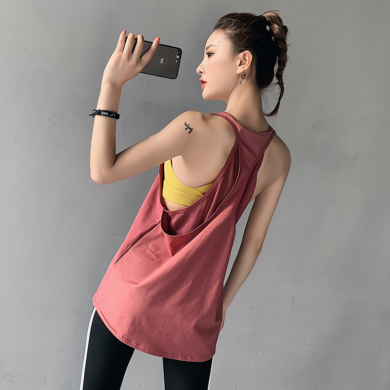 运动背心女夏季宽松外穿工字瑜伽上衣无袖速干T恤跑步健身罩衫