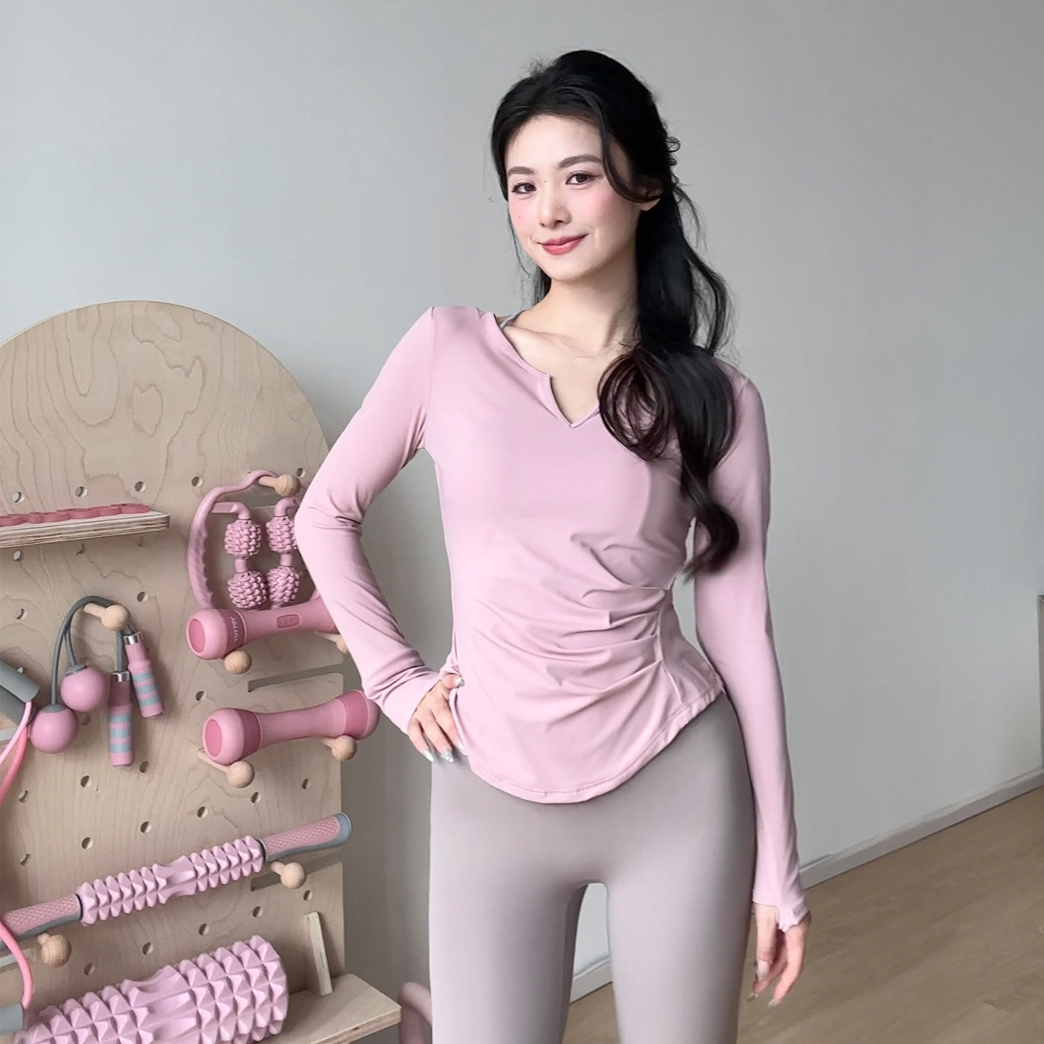 瑜伽服女长袖运动上衣修身显瘦透气跑步健身衣专业普拉提训练罩衫