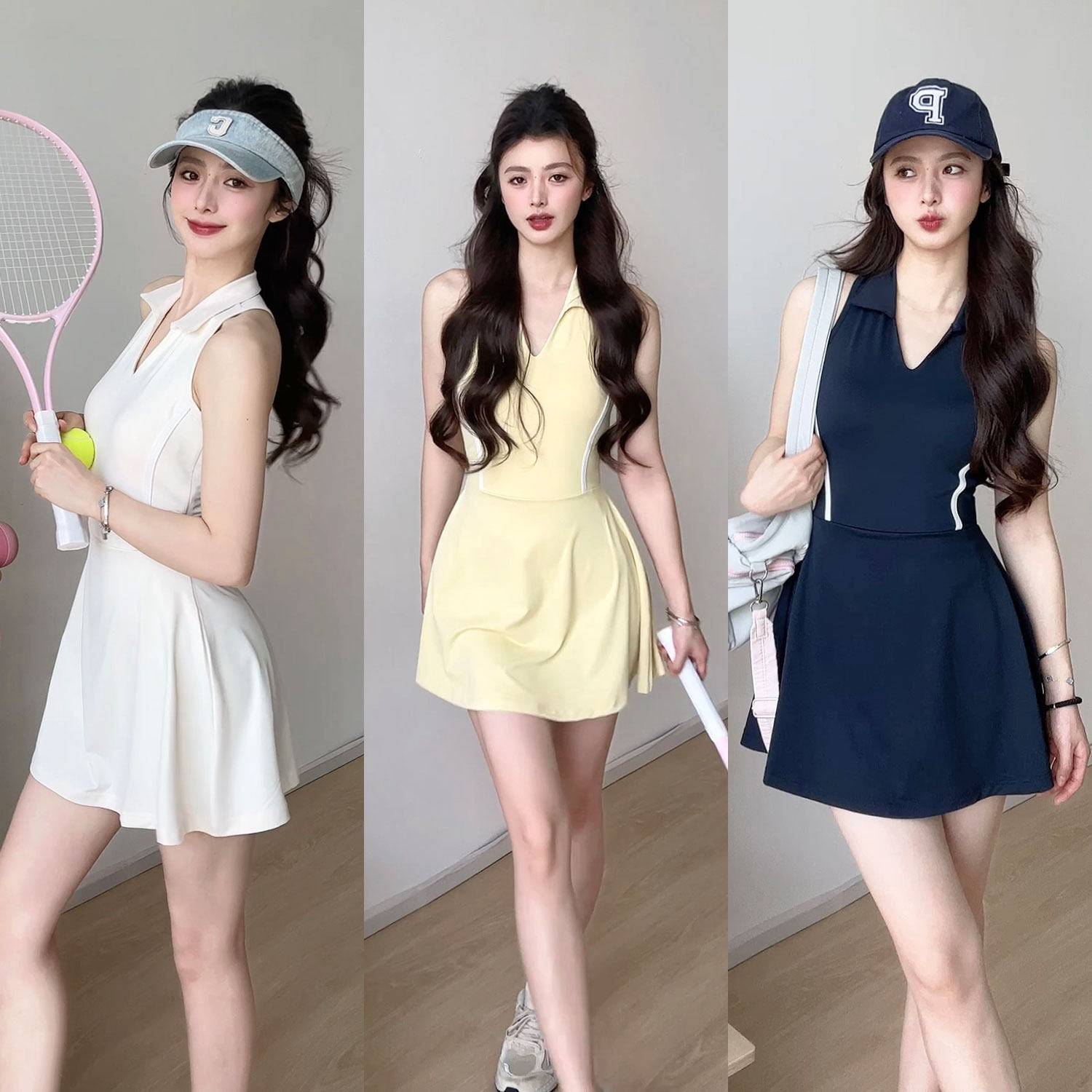 gogoyoga休闲运动连衣裙夏季方领透气镂空美背网球裙防走光显瘦裙,运动服/休闲服装,运动连衣裙,淘宝优惠券,粉丝福利购,淘宝优惠卷