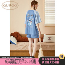 果壳睡衣女夏短袖 Gukoo 女 IP系列卡通棉质睡眠家居服套装