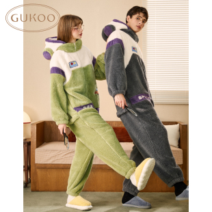 家居服套装 宇航员连体衣加绒男士 果壳睡衣情侣冬季 Gukoo