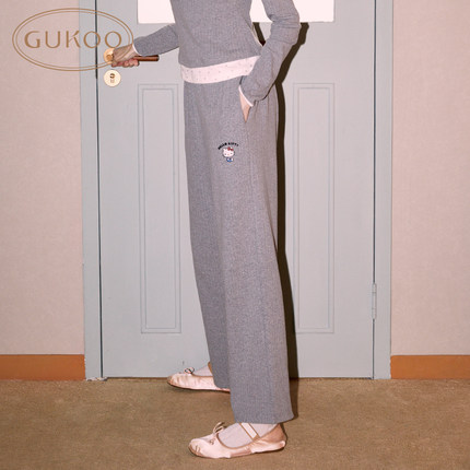 Gukoo/果壳睡裤女冬款hellokitty联名宽松居家睡裤