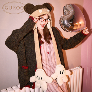 防风帽子 毛茸茸米奇系列耳朵可爱保暖冬款 Gukoo 果壳帽子女冬季