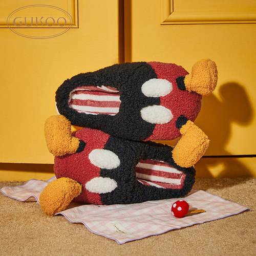 Gukoo/果壳拖鞋女秋冬款米奇系列毛绒包头居家拖鞋