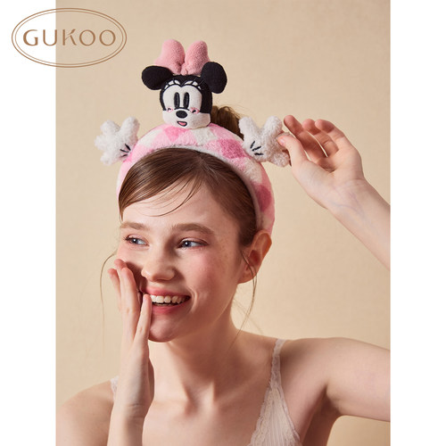 Gukoo/果壳发箍女束发迪士尼联名格纹四季可用洗漱发卡可爱显脸小