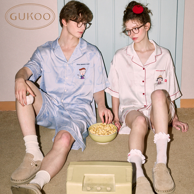 Gukoo/果壳情侣睡衣夏季樱桃小丸子联名甜美舒服冰丝可外穿家居服