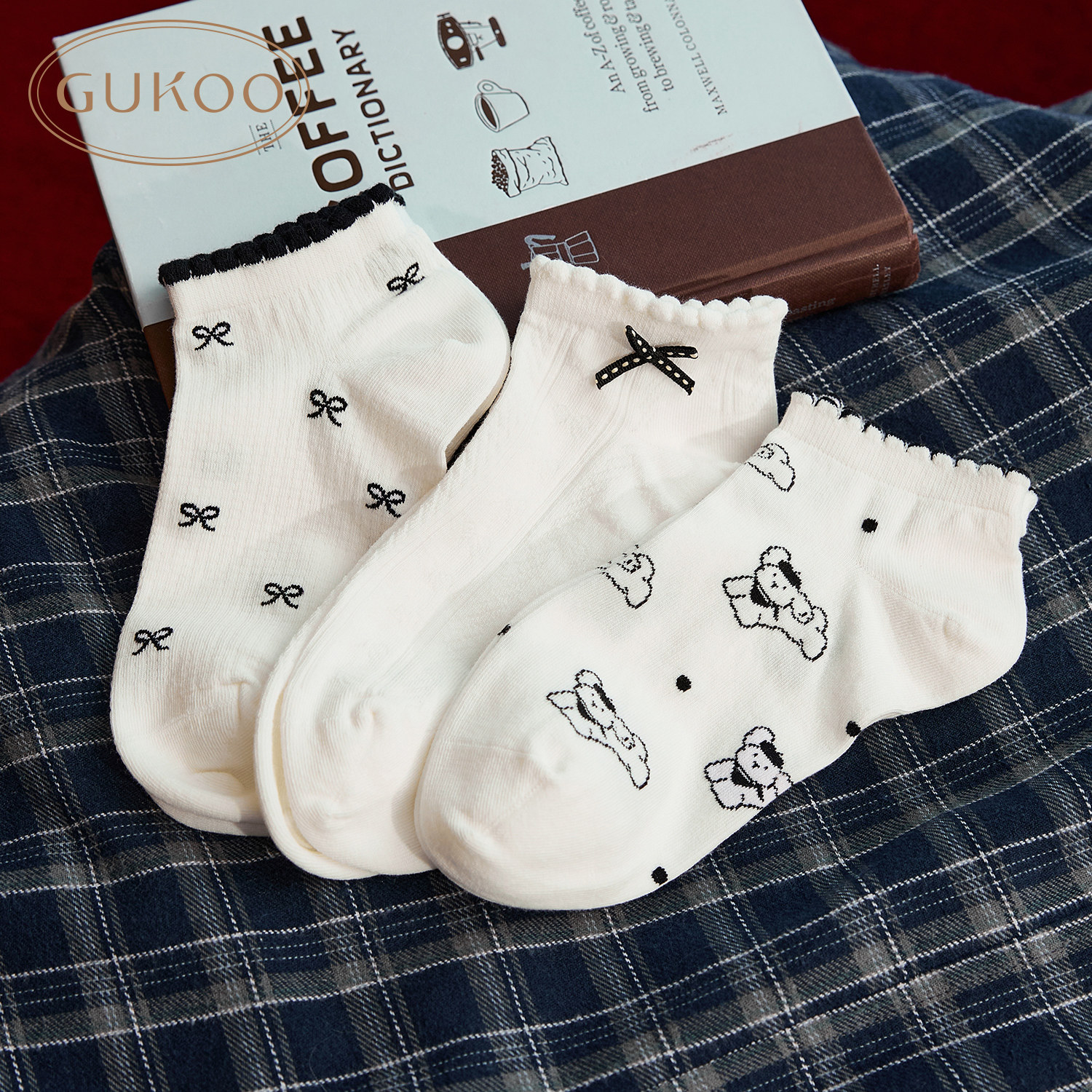 Gukoo/果壳船袜女夏季原创卡通印花可爱短袜女士百搭袜子,女士内衣/男士内衣/家居服,船袜,淘宝优惠券,粉丝福利购,淘宝优惠卷