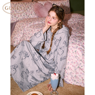 女士家居服睡裙 HelloKitty联名新款 Gukoo 果壳睡裙女春秋款