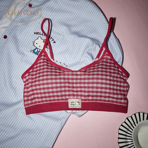Gukoo/果壳内衣女HelloKitty联名美背文胸一体式背心无痕无钢圈