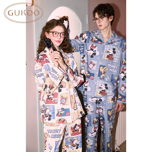 Gukoo/果壳迪士尼米奇2025秋季新品长袖情侣家居服套装