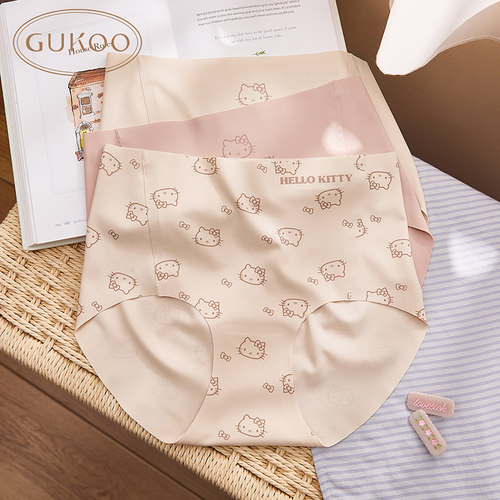 Gukoo/果壳【10A抑菌纯棉裆】内裤女HelloKitty联名无痕亲肤3条装