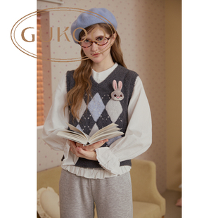 Gukoo 果壳睡衣女秋冬内搭疯狂动物城系列加绒可外穿马甲背心