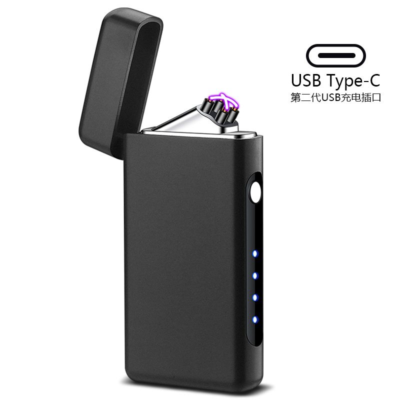 厂家新款USB Type-C充电双火电弧打火机礼品广告跨境电商一件代发