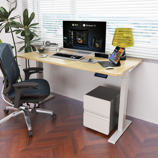 F22电动升降桌站立办公桌环保电脑桌书桌 带无线充桌面插排可选择