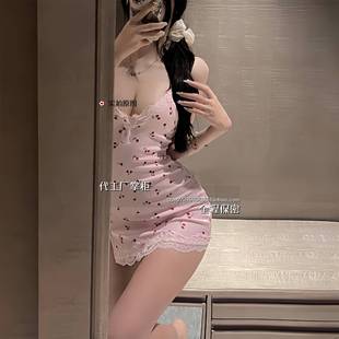品牌睡衣代工厂女夏季蕾丝樱桃纯风吊带睡裙可爱睡衣趣味睡衣qq内