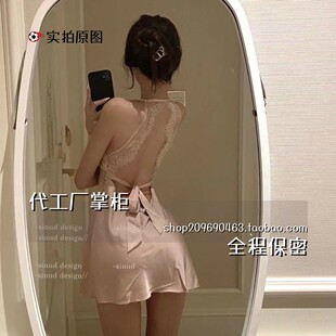 灌云季末服饰有限公司网红睡衣女睫蕾丝低胸吊带睡裙纯风睡衣