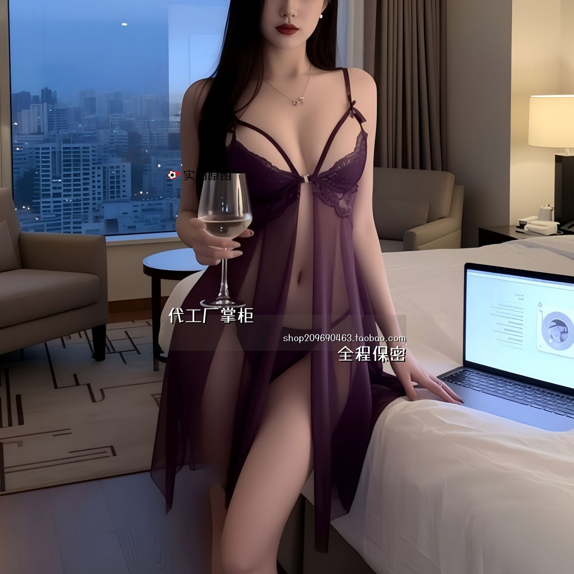 高级趣味睡衣少女风内衣欧美前开连衣裙网纱蕾丝蝴蝶结纯睡裙