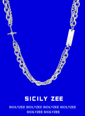 镶钻星芒十字架项链男女轻奢小众