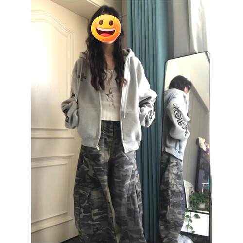 美式覆古潮牌刺绣连帽卫