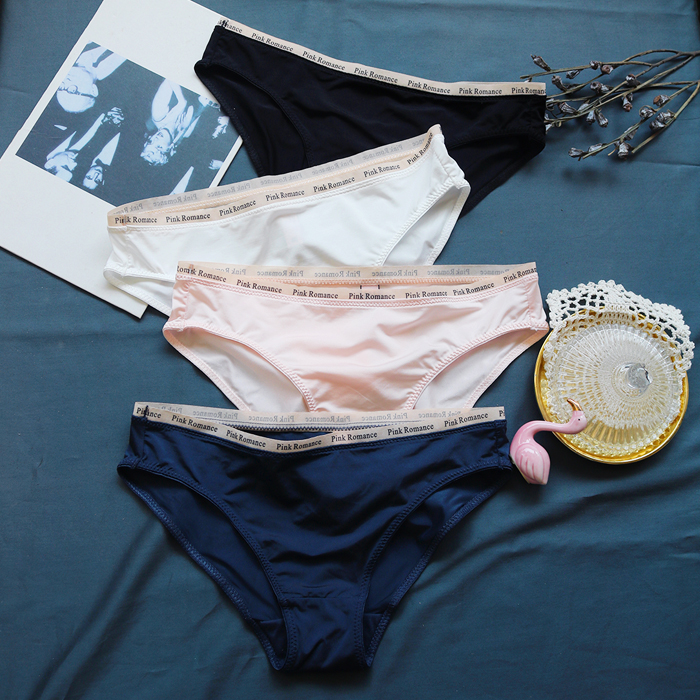3条装冰丝款内裤女超薄低腰字母夏季薄款欧美少女纯棉裆三角裤头