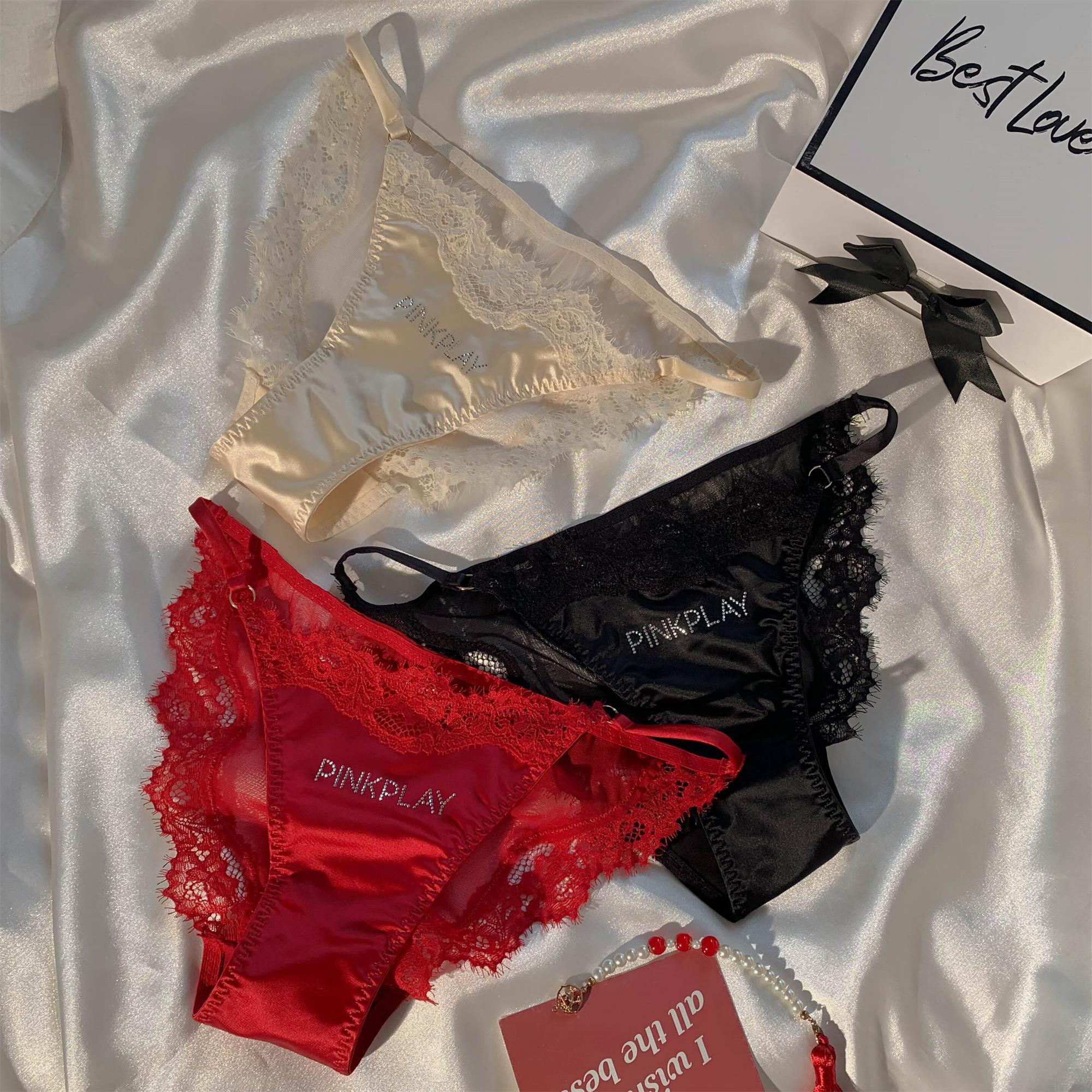 女王｜法式轻奢蕾丝内裤女士性感透气三角裤头时尚钻饰女三角裤