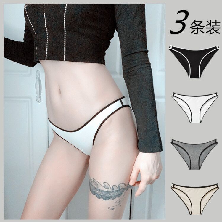 3条装无感中腰性感纯棉运动内裤女健身瑜伽无痕丁字裤t型裤女大码