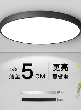 黑白色铁艺北欧圆形卧室灯简约现代大气书房家用客厅led吸顶灯具