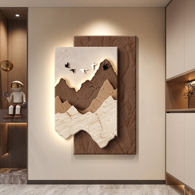 背有靠山立体砂岩挂画中古装饰画