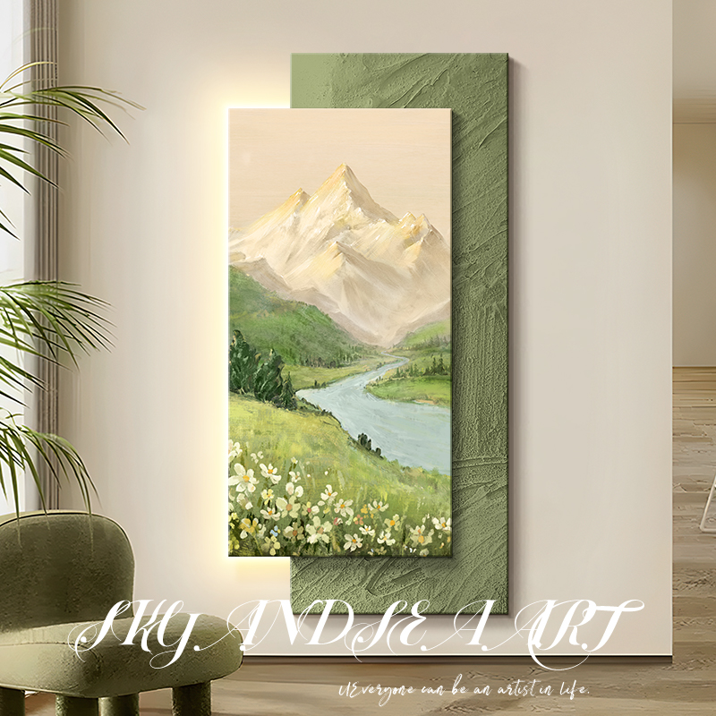 日照金山玄关装饰画北欧奶油风