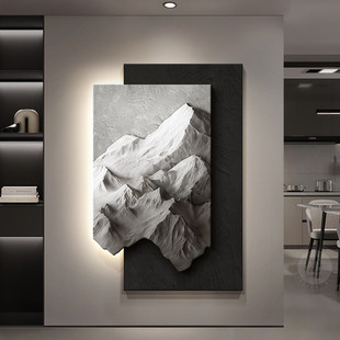 背有靠山入户门玄关装饰画立体砂岩高级感走廊过道壁灯画客厅挂画