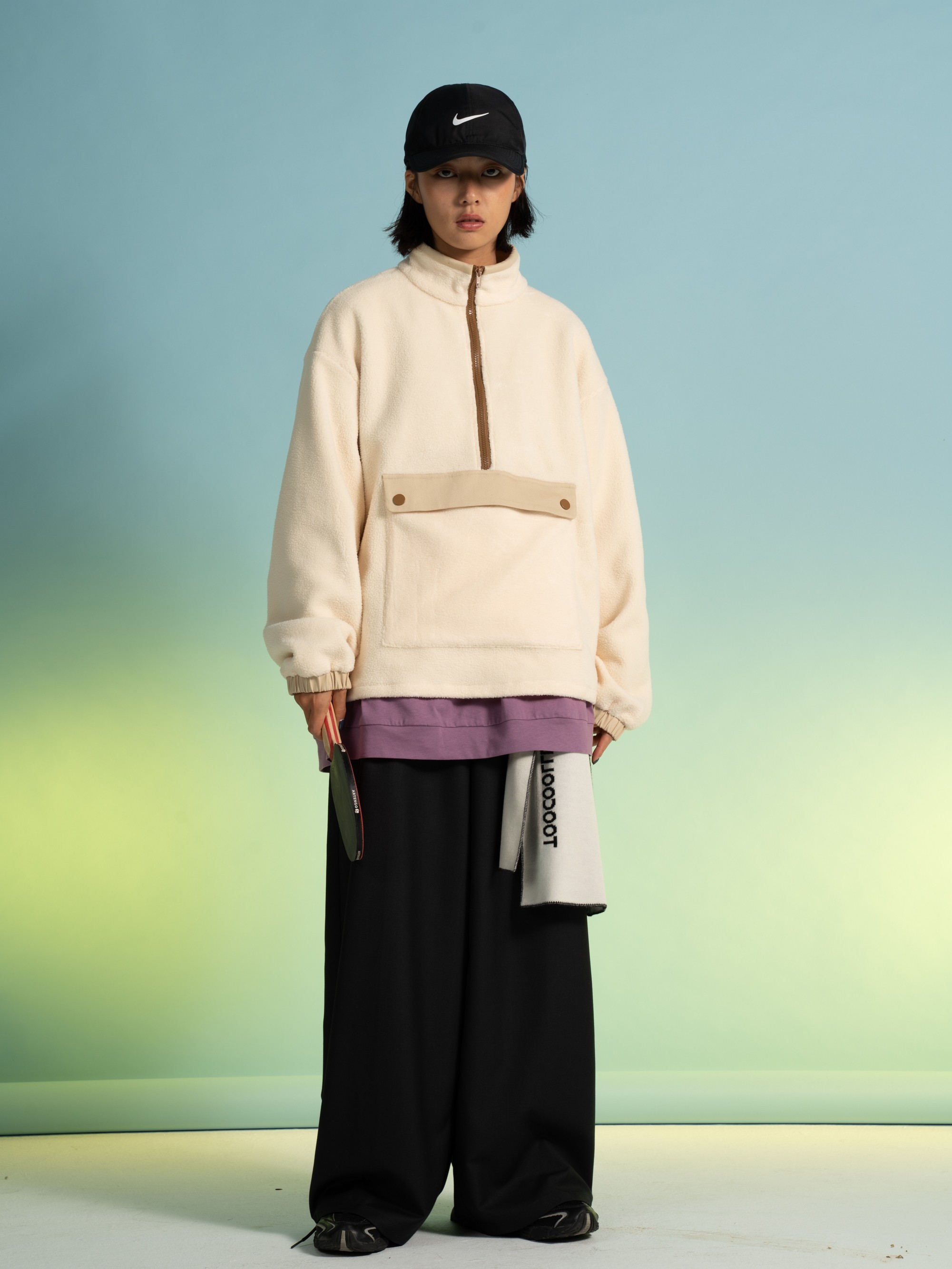 特价toocoolll 羊羔毛套头拉链卫衣 双层面料 大口袋设计宽松复古