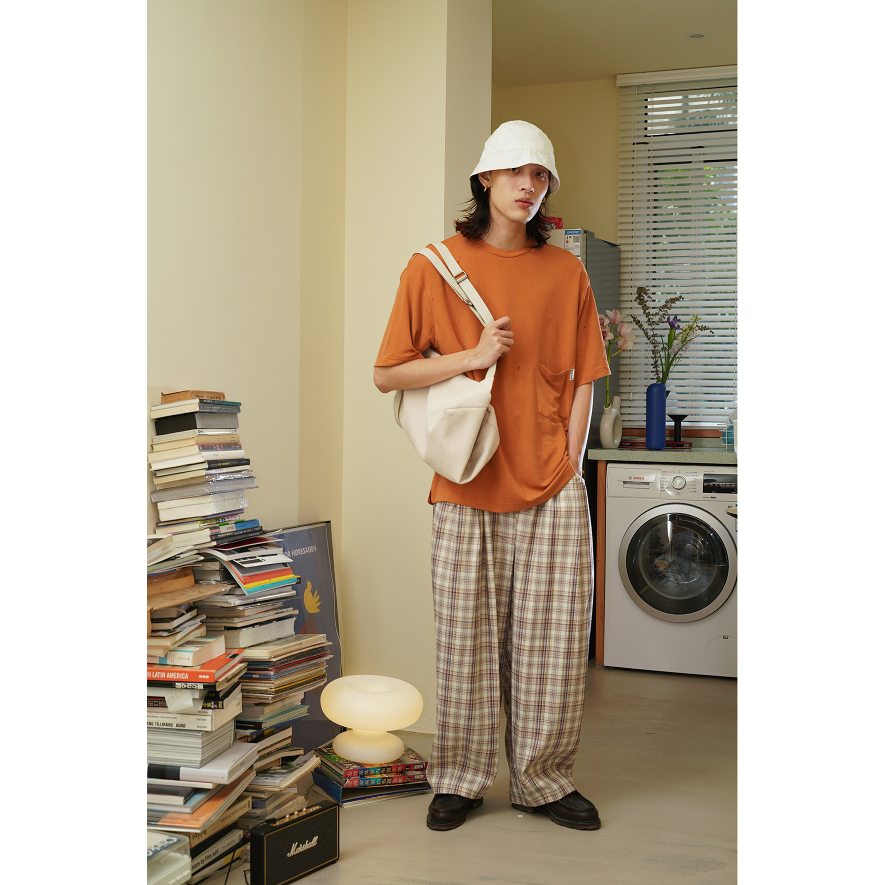 toocoolll 棕橘色T恤短袖 定制雾感重磅面料 垂顺宽松复古 男女