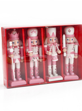 新款粉色系SB58546-12 4ft胡桃夹子公仔创意挂件套装 圣诞树装饰