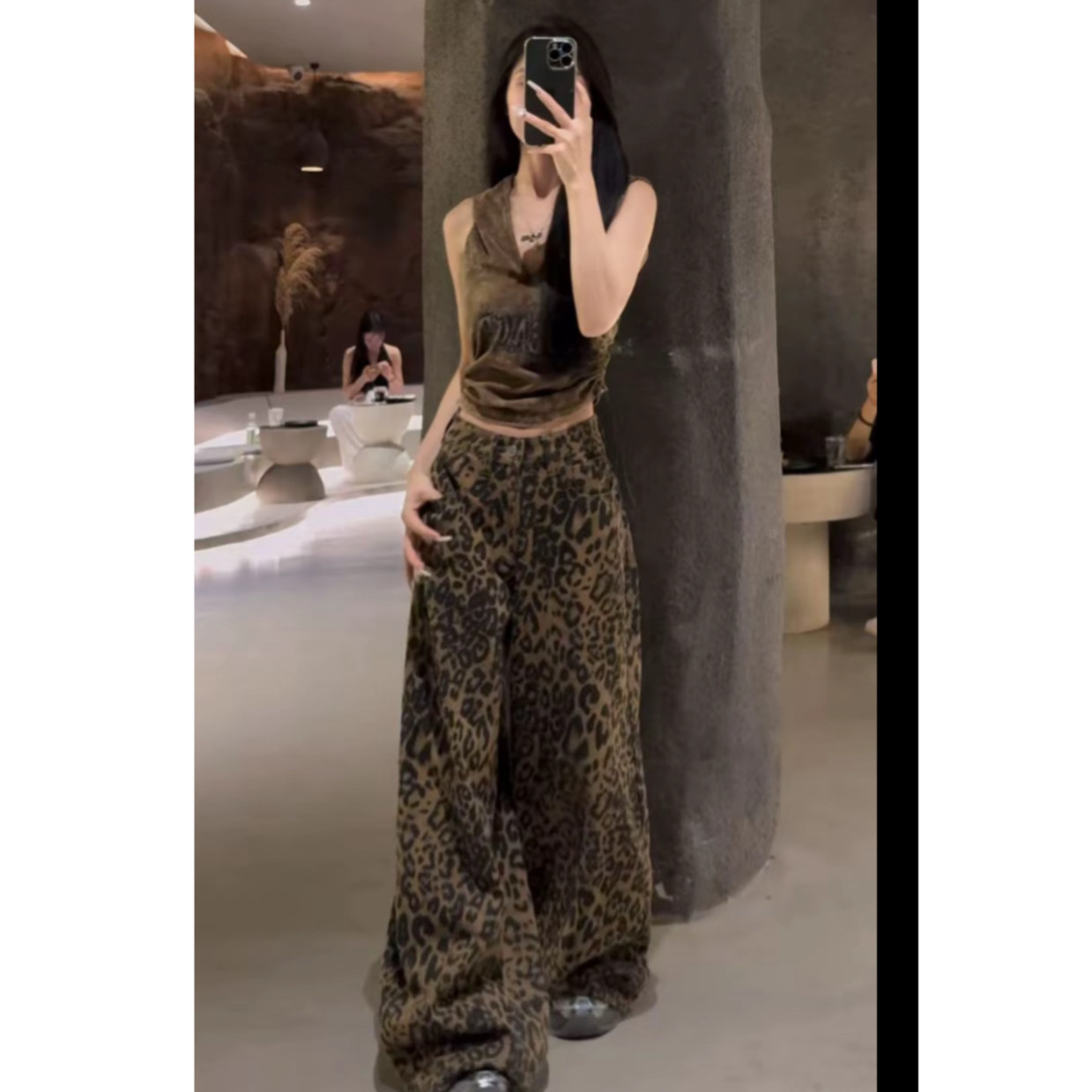 美式复古设计感豹纹牛仔裤女2026年新款高腰显瘦直筒阔腿裤拖地裤,女装/女士精品,牛仔裤,淘宝优惠券,粉丝福利购,淘宝优惠卷