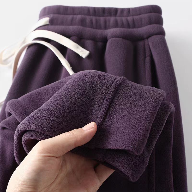 MAROLIO~重磅500G双面奥粒绒直筒卫裤男女冬季加绒加厚保暖休闲裤