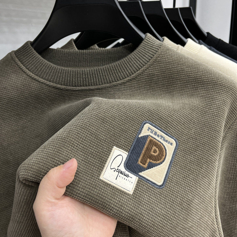 潮流男士卫衣2025新款秋冬季加绒加厚保暖打底衫上衣装圆领针织衫