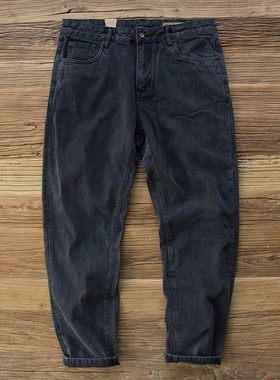 it neith BIAS赤耳包边黑色复古牛仔裤男直筒宽松春秋新款休闲裤